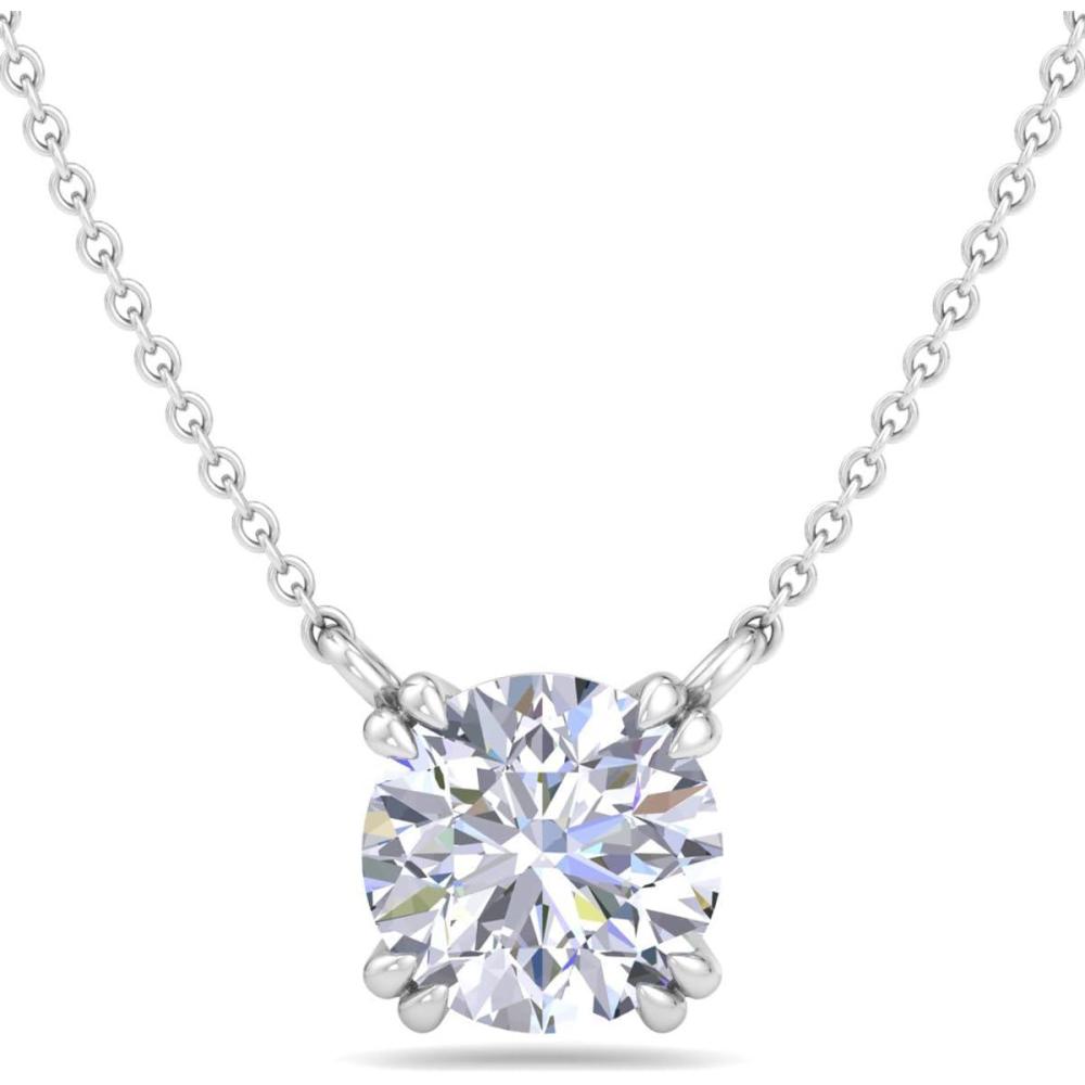 imageMartha Stewart Lab Grown Diamond Solitaire Necklace In Sterling Silver Emerald Heart Pear or Round ShapeRound Shape3 Carat