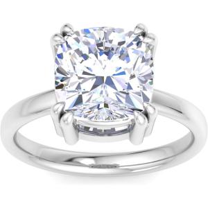 Martha Stewart 5 Carat Cushion Cut Lab Grown Diamond Solitaire Engagement Ring In Sterling Silver