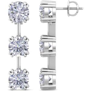 Martha Stewart Lab Grown Diamond Earrings, Drop Style, Sterling Silver, Fine Jewelry for Women(Heart Shape/5 Carat)