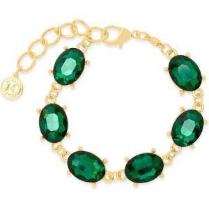 Martha Stewart Oval Crystal Statement Bracelet(Green)