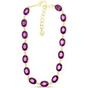 Martha Stewart Oval Crystal Statement Necklace(Purple)