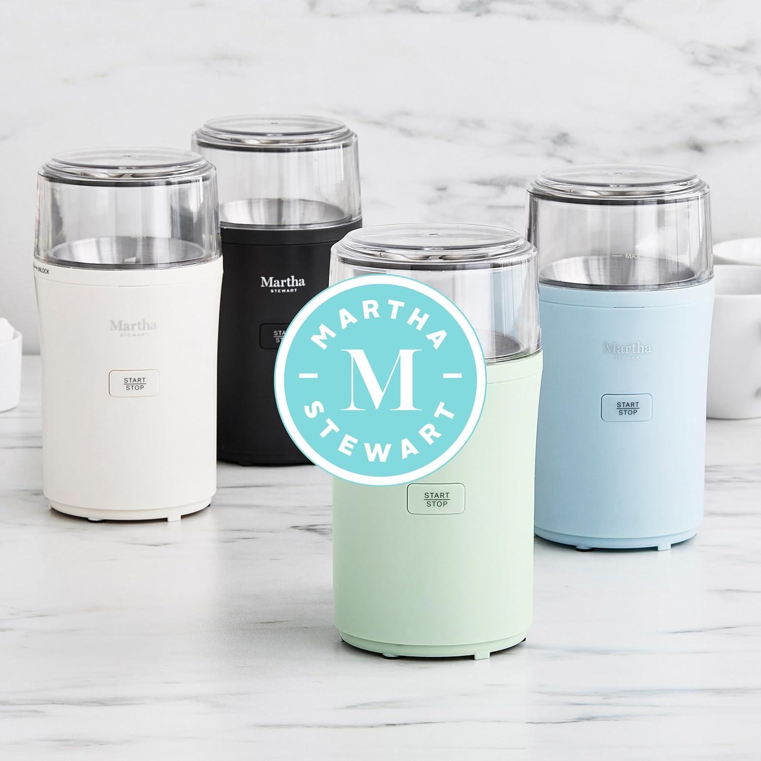 imageMarthaStewart ElectricCoffee amp Spice GrinderDual 25oz RemovableBowls StorageLidsStainless Steel BladesOne Touch Pulse Control2in1CompactBeans amp Spices Herbsamp Nuts Linen WhiteCaviar Gray