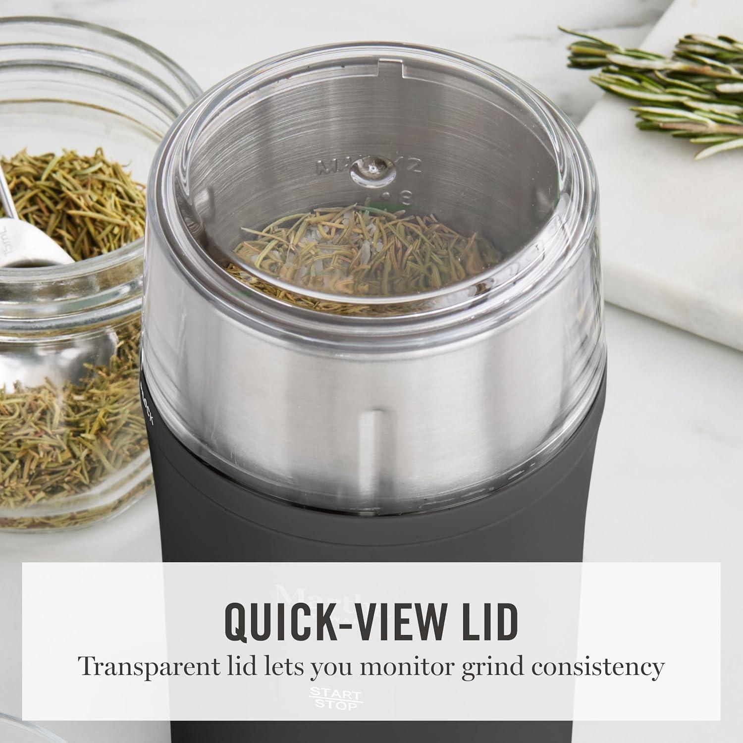 imageMarthaStewart ElectricCoffee amp Spice GrinderDual 25oz RemovableBowls StorageLidsStainless Steel BladesOne Touch Pulse Control2in1CompactBeans amp Spices Herbsamp Nuts Linen WhiteCaviar Gray