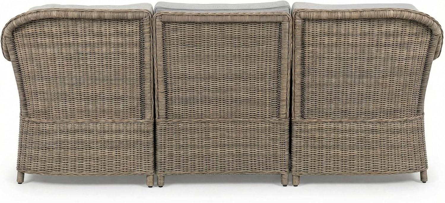imageMartha Stewart Lily Pond IndoorOutdoor 3Seat Patio Sofa and Ottoman in Weathered Gray Rattan Wicker with AllWeather Gray Back Seat and Ottoman Cushions