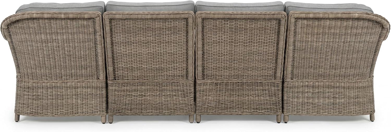 imageMartha Stewart Lily Pond IndoorOutdoor 4Seat Patio Sofa and Ottoman in Weathered Gray Rattan Wicker with AllWeather Gray Back Seat and Ottoman Cushions