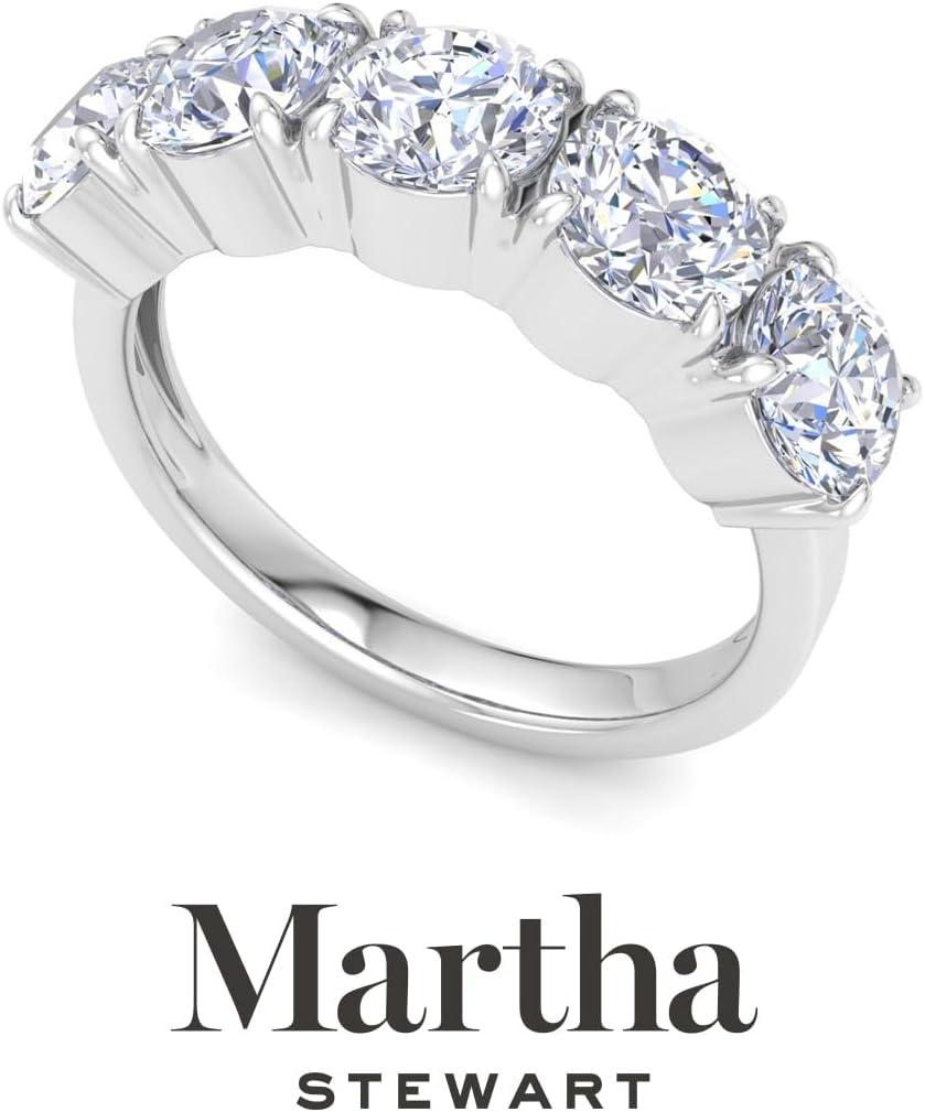 imageMartha Stewart 3 Carat Round Lab Grown Diamond Five Stone Engagement Ring In Sterling Silver
