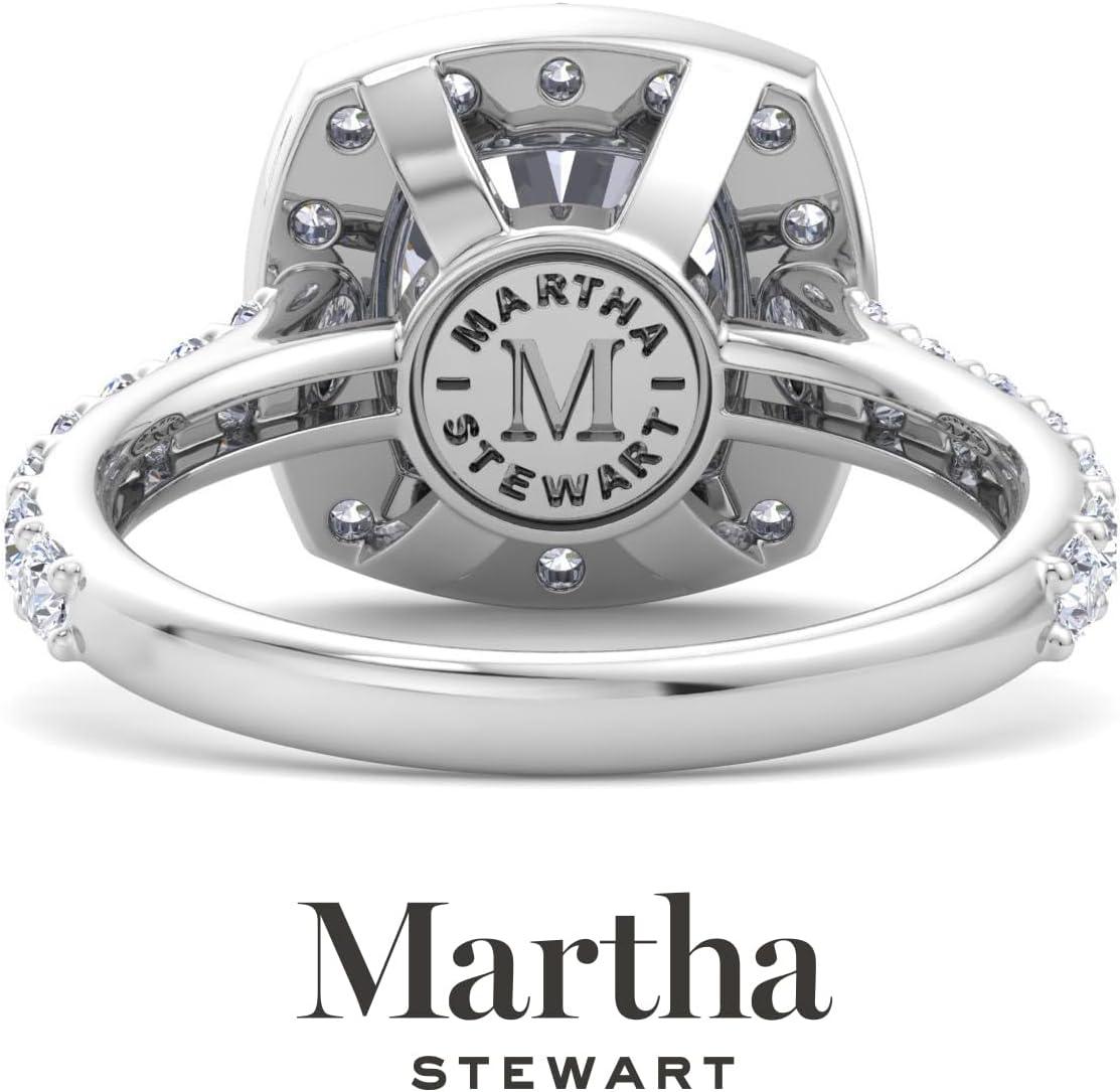 imageMartha Stewart 4 Carat Cushion Cut Lab Grown Diamond Halo Engagement Ring In Sterling Silver