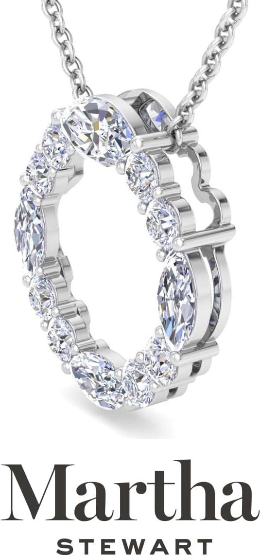 imageMartha Stewart 4 Carat Lab Grown Diamond Marquise and Round Circle Necklace In Sterling Silver