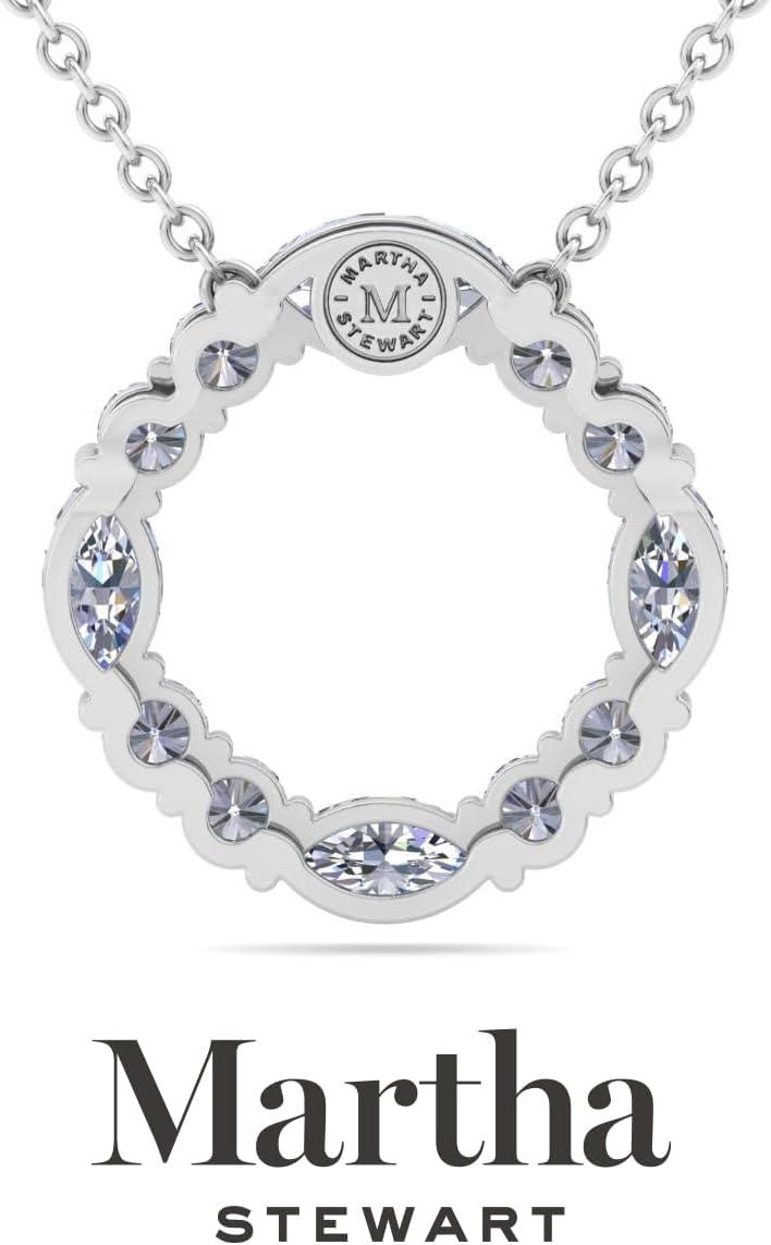 imageMartha Stewart 4 Carat Lab Grown Diamond Marquise and Round Circle Necklace In Sterling Silver