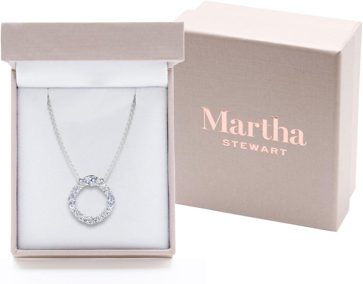 imageMartha Stewart 4 Carat Lab Grown Diamond Marquise and Round Circle Necklace In Sterling Silver