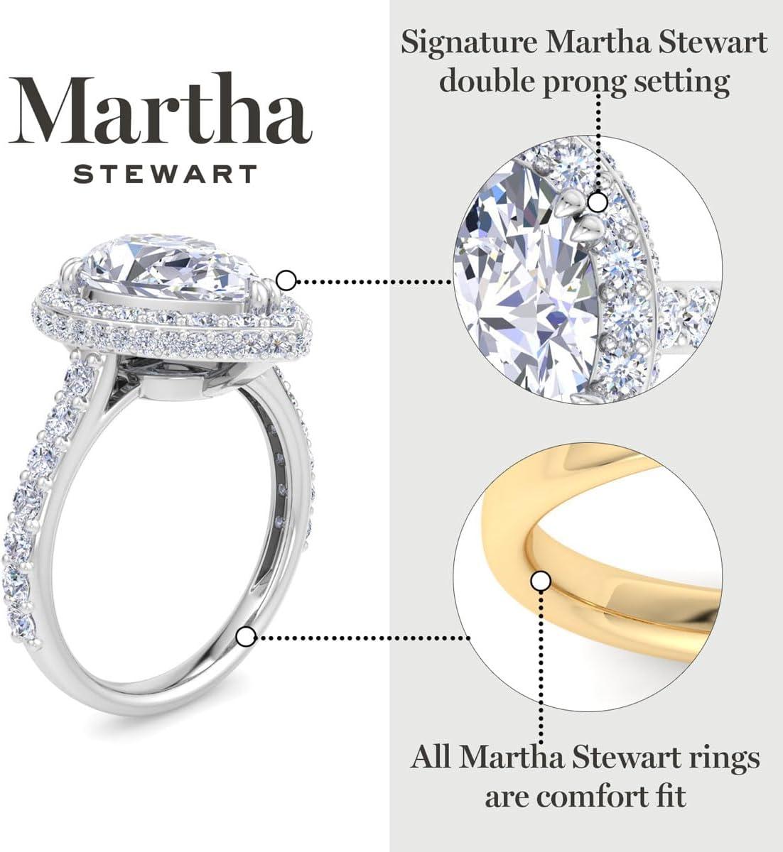 imageMartha Stewart 4 Carat Pear Shape Lab Grown Diamond Hidden Halo Engagement Ring In Sterling Silver