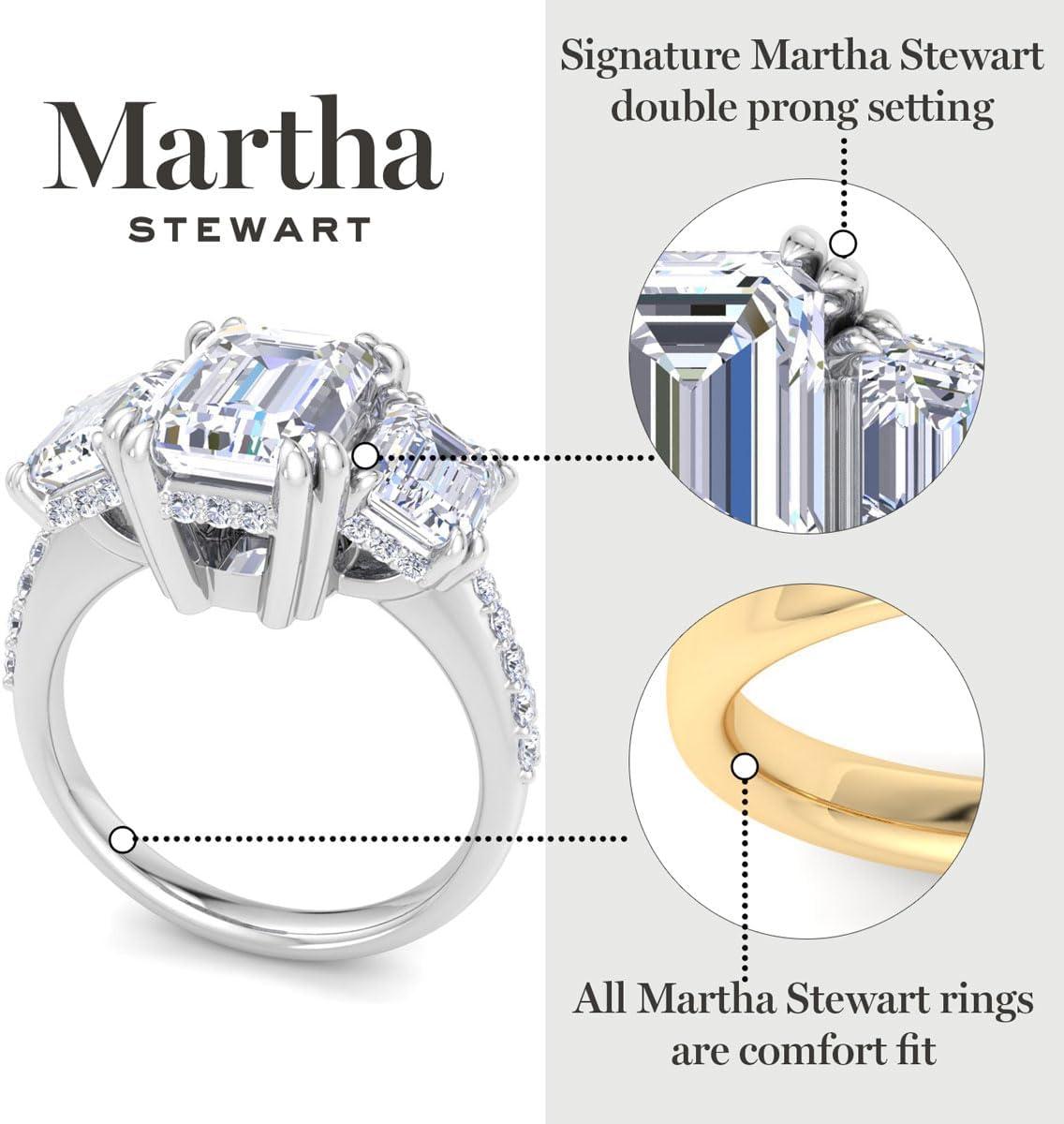 imageMartha Stewart 5 12 Carat Emerald Cut Lab Grown Diamond Three Stone Plus Engagement Ring In Sterling Silver