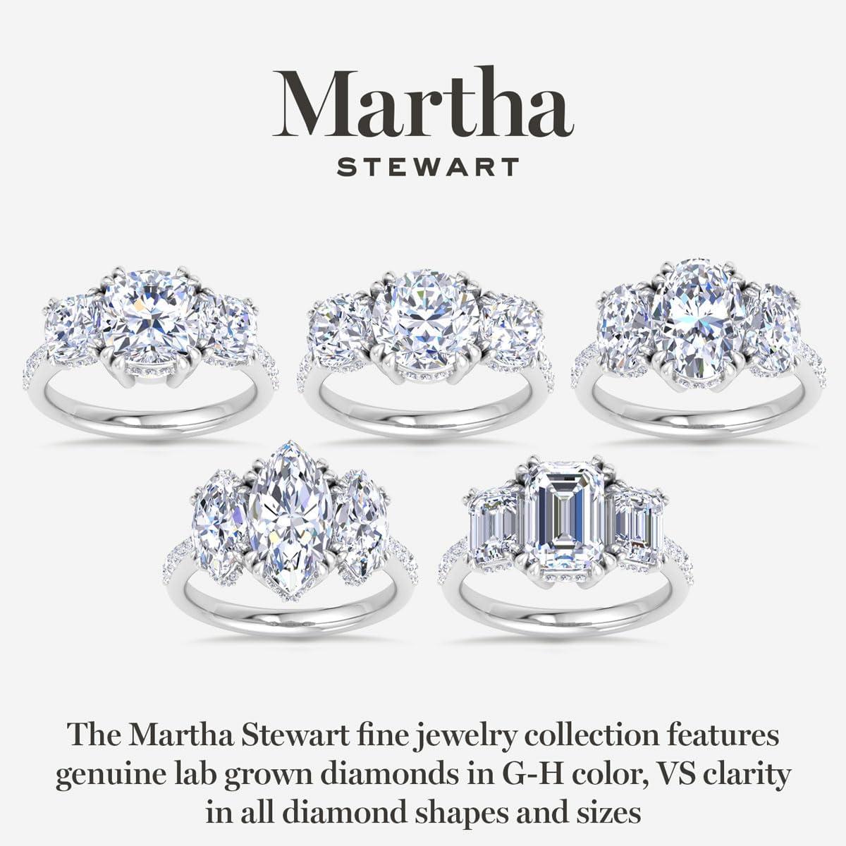 imageMartha Stewart 5 12 Carat Emerald Cut Lab Grown Diamond Three Stone Plus Engagement Ring In Sterling Silver