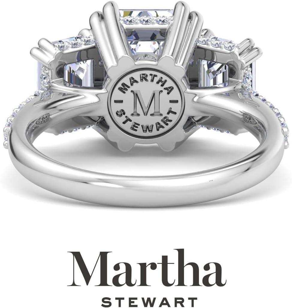 imageMartha Stewart 5 12 Carat Emerald Cut Lab Grown Diamond Three Stone Plus Engagement Ring In Sterling Silver