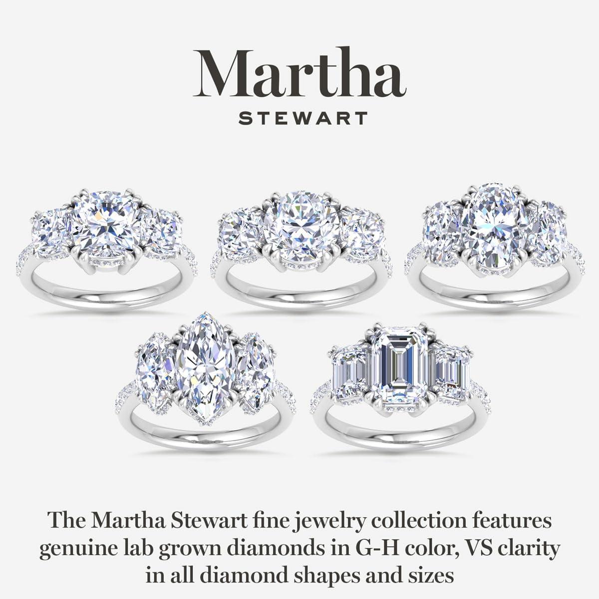 imageMartha Stewart 5 12 Carat Marquise Shape Lab Grown Diamond Three Stone Plus Engagement Ring In Sterling Silver
