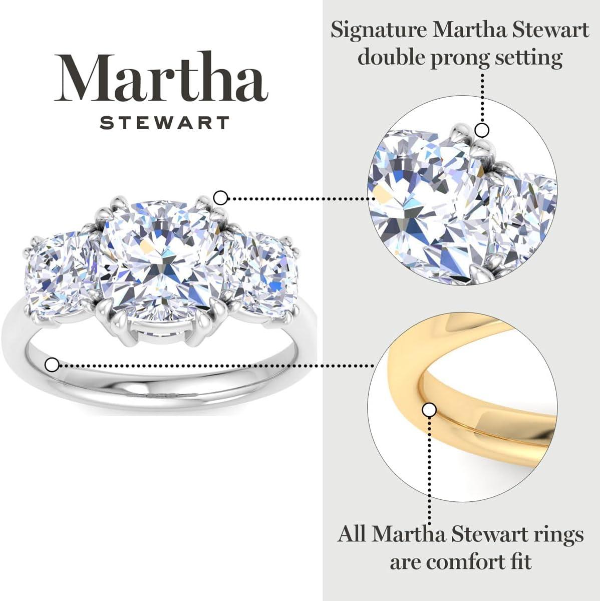 imageMartha Stewart 5 Carat Cushion Cut Lab Grown Diamond Three Stone Engagement Ring In Sterling Silver