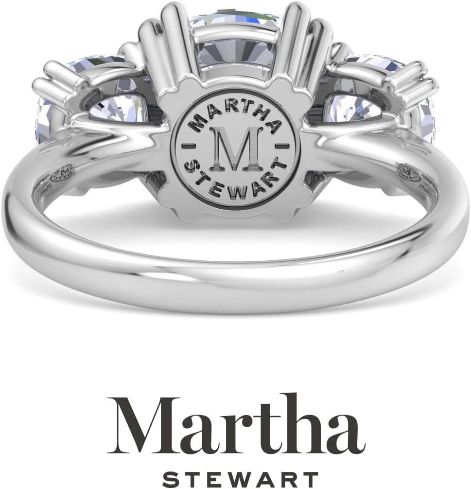 imageMartha Stewart 5 Carat Cushion Cut Lab Grown Diamond Three Stone Engagement Ring In Sterling Silver
