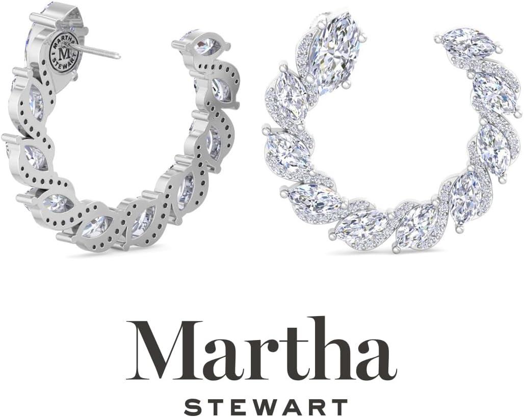 imageMartha Stewart 5 Carat Lab Grown Diamond Hoop Earrings Marquise Shape 14K Gold Diamond Hoop Earrings for Womenwhitegold