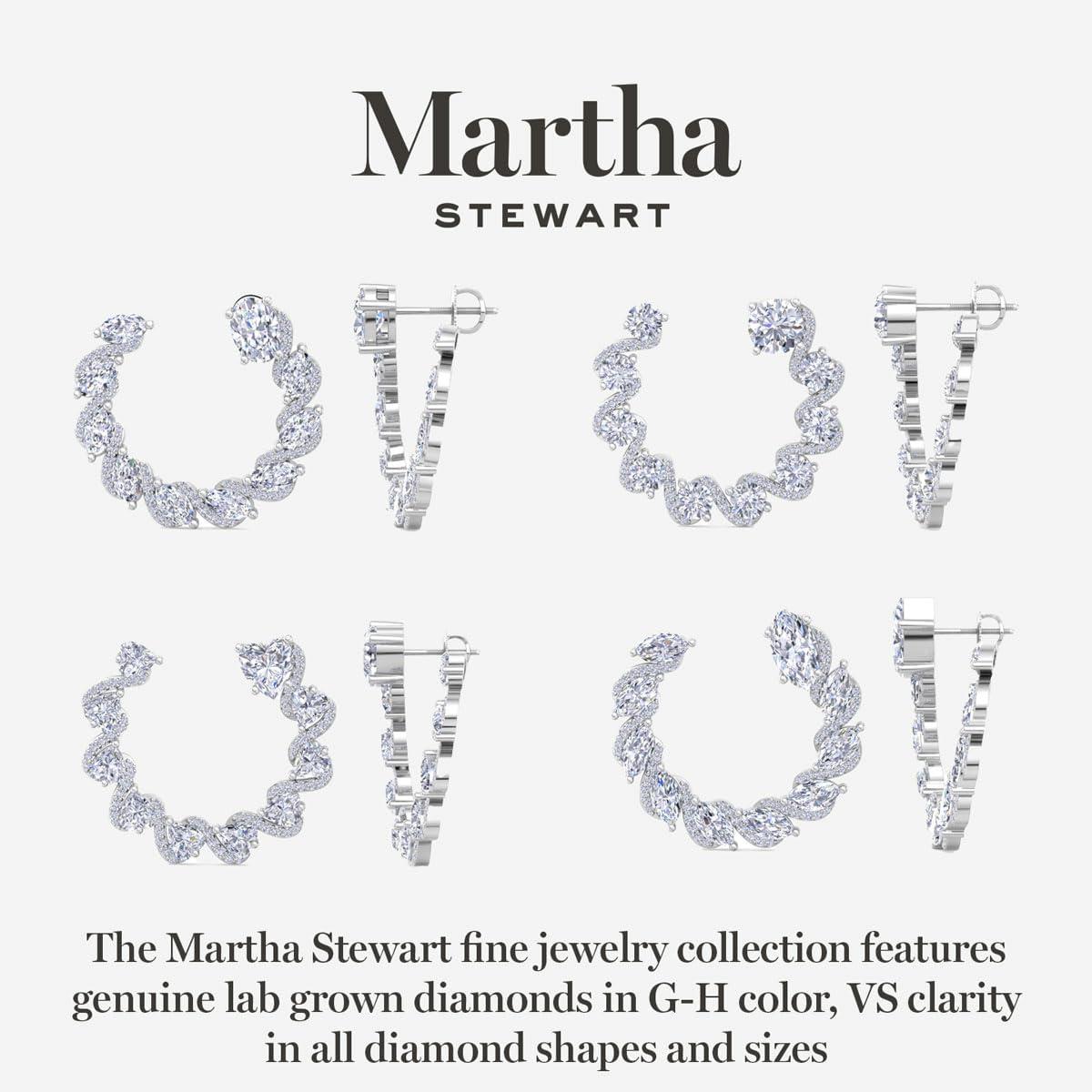 imageMartha Stewart 5 Carat Lab Grown Diamond Hoop Earrings Marquise Shape 14K Gold Diamond Hoop Earrings for Womenwhitegold