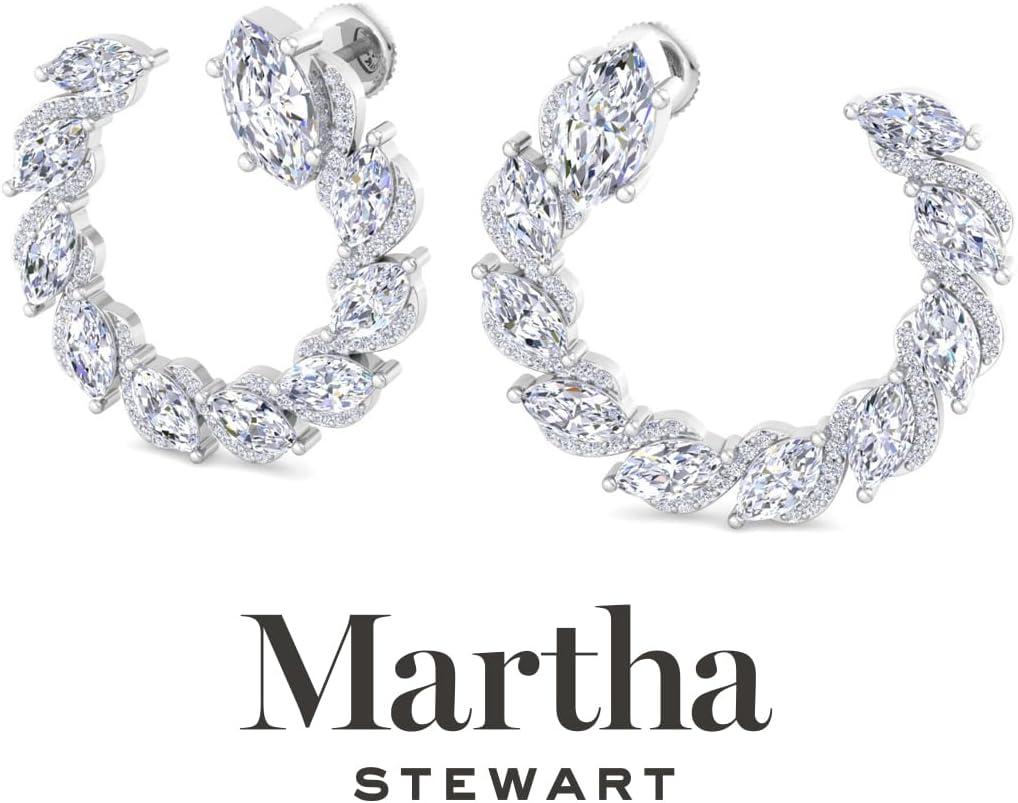 imageMartha Stewart 5 Carat Lab Grown Diamond Hoop Earrings Marquise Shape 14K Gold Diamond Hoop Earrings for Womenwhitegold