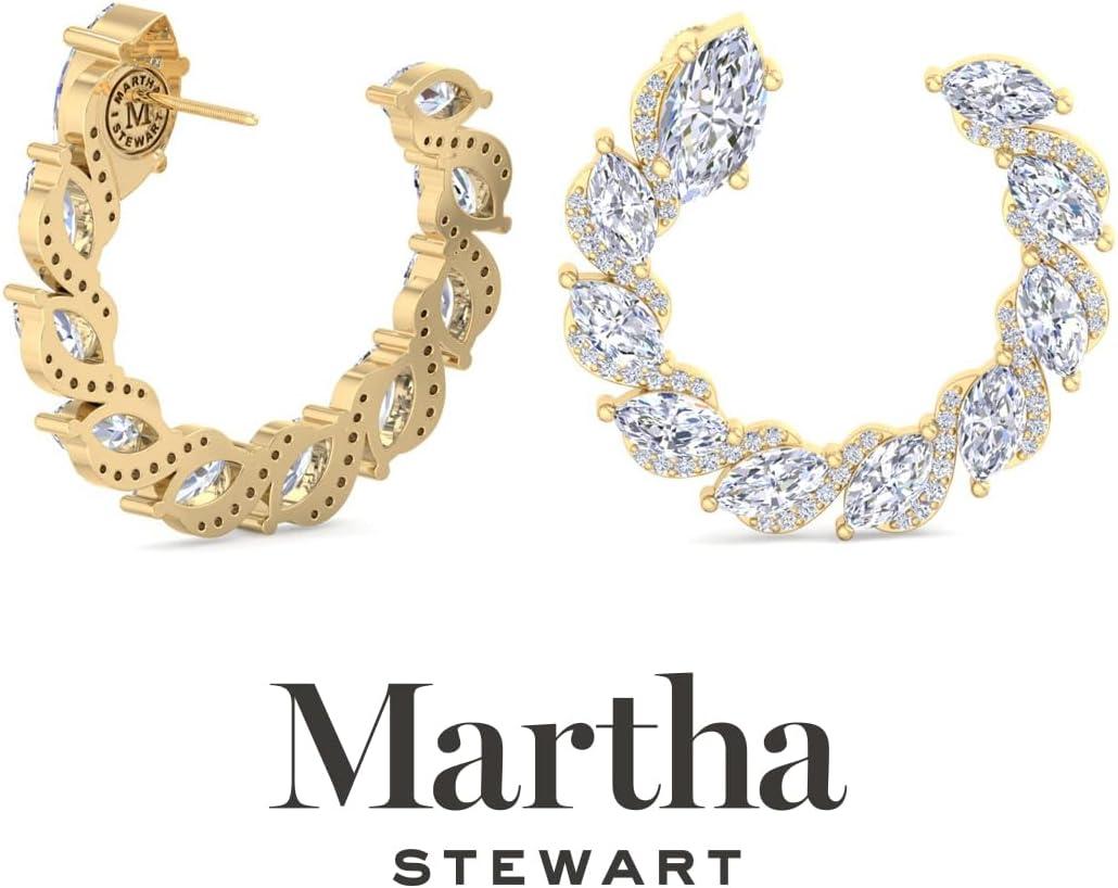 imageMartha Stewart 5 Carat Lab Grown Diamond Hoop Earrings Marquise Shape 14K Gold Diamond Hoop Earrings for Womenyellowgold