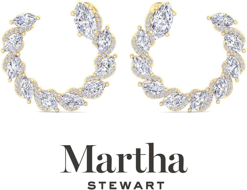 imageMartha Stewart 5 Carat Lab Grown Diamond Hoop Earrings Marquise Shape 14K Gold Diamond Hoop Earrings for Womenyellowgold