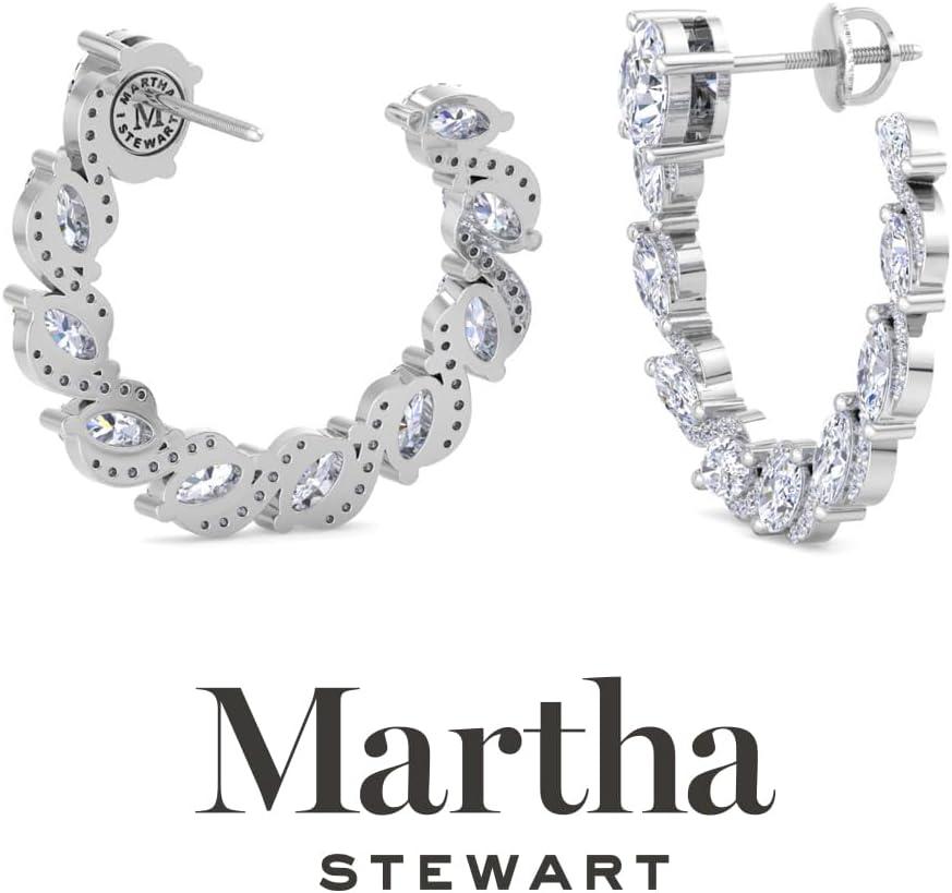 imageMartha Stewart 5 Carat Lab Grown Diamond Hoop Earrings Oval Shape 14K Gold Diamond Hoop Earrings for Womenwhitegold