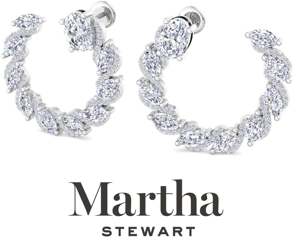 imageMartha Stewart 5 Carat Lab Grown Diamond Hoop Earrings Oval Shape 14K Gold Diamond Hoop Earrings for Womenwhitegold