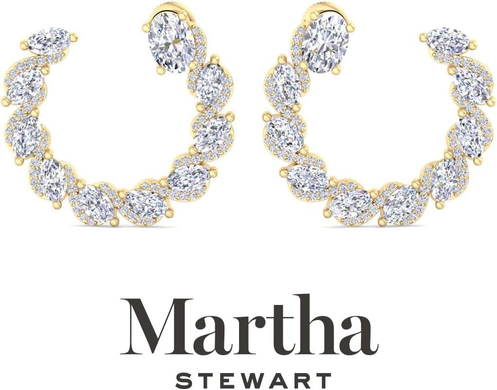 imageMartha Stewart 5 Carat Lab Grown Diamond Hoop Earrings Oval Shape 14K Gold Diamond Hoop Earrings for Womenyellowgold