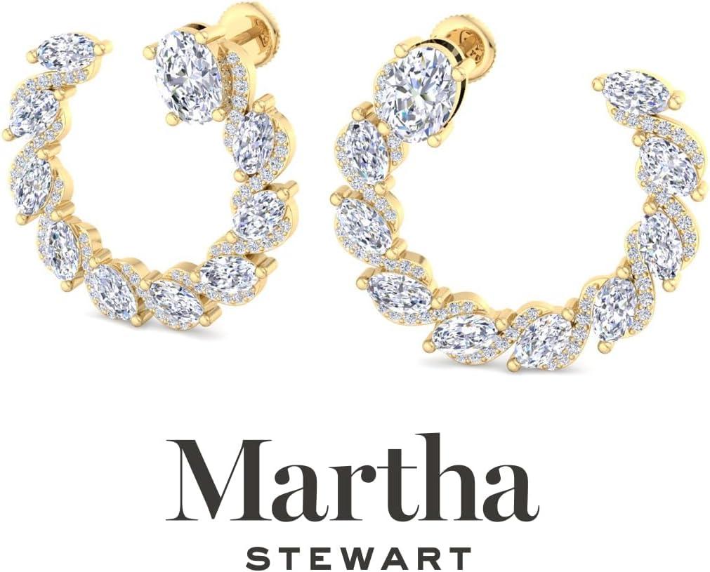 imageMartha Stewart 5 Carat Lab Grown Diamond Hoop Earrings Oval Shape 14K Gold Diamond Hoop Earrings for Womenyellowgold