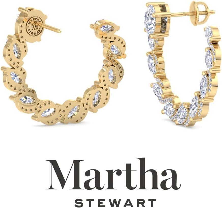 imageMartha Stewart 5 Carat Lab Grown Diamond Hoop Earrings Oval Shape 14K Gold Diamond Hoop Earrings for Womenyellowgold