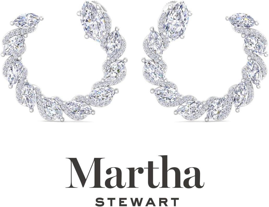 imageMartha Stewart 5 Carat Lab Grown Diamond Hoop Earrings Sterling Silver Hoop Earrings for WomenMarquise
