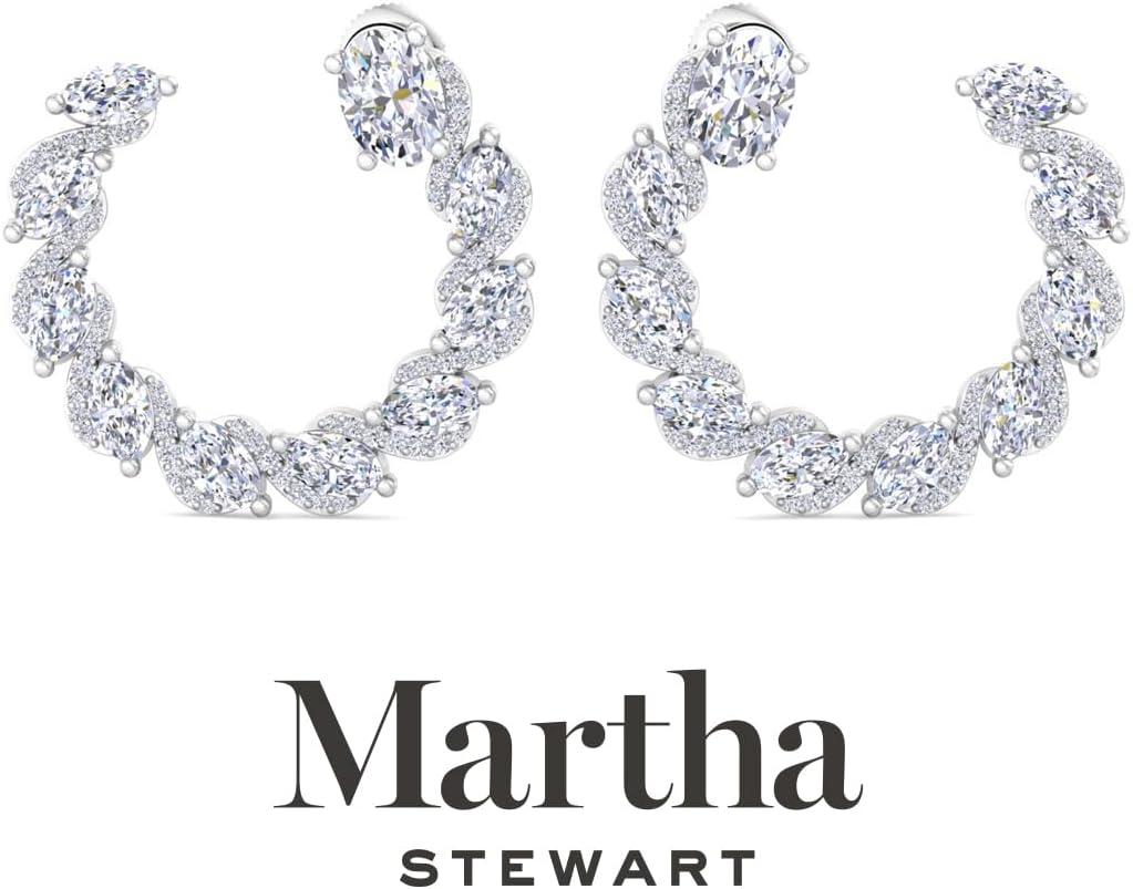 imageMartha Stewart 5 Carat Lab Grown Diamond Hoop Earrings Sterling Silver Hoop Earrings for WomenOval