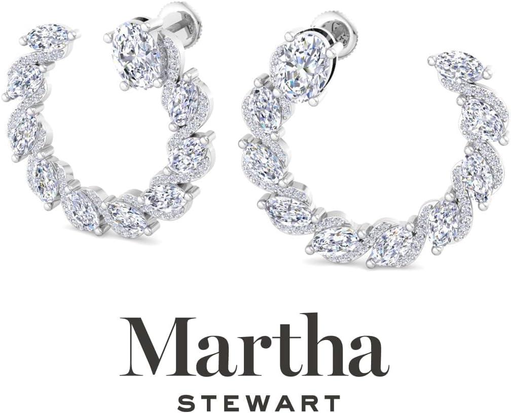 imageMartha Stewart 5 Carat Lab Grown Diamond Hoop Earrings Sterling Silver Hoop Earrings for WomenOval