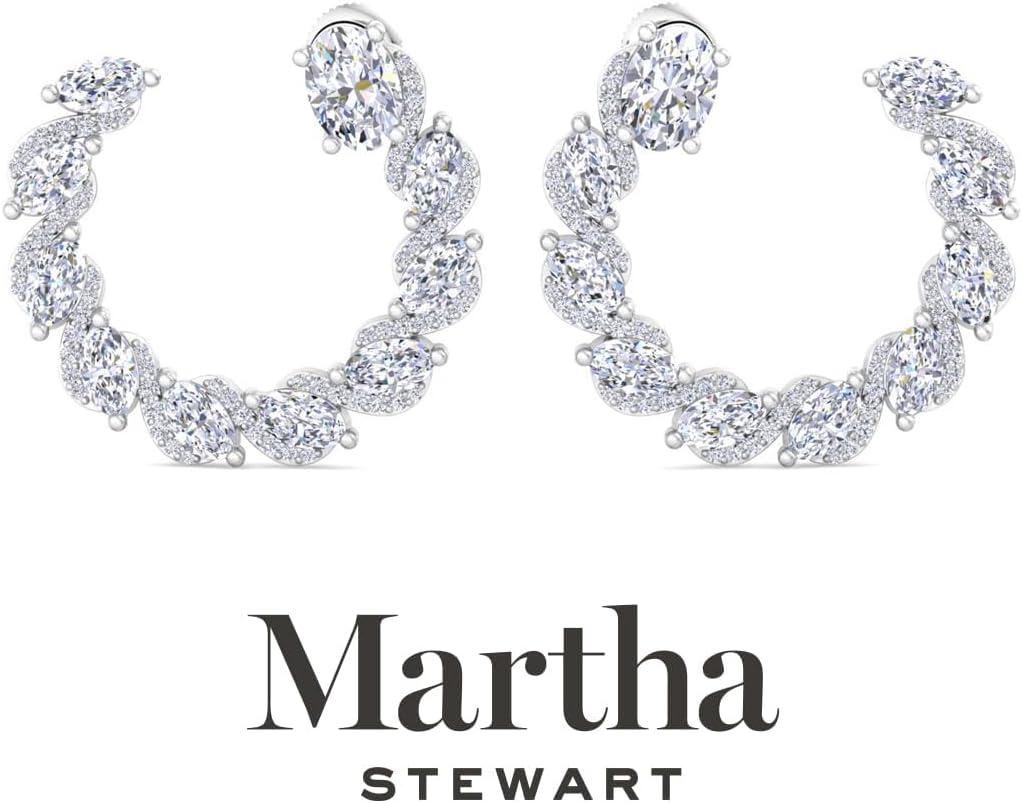 imageMartha Stewart 5 Carat Lab Grown Diamond Hoop Earrings Sterling Silver Hoop Earrings for WomenOval