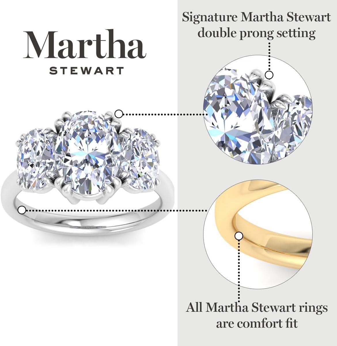 imageMartha Stewart 5 Carat Oval Shape Lab Grown Diamond Three Stone Engagement Ring In Sterling Silver