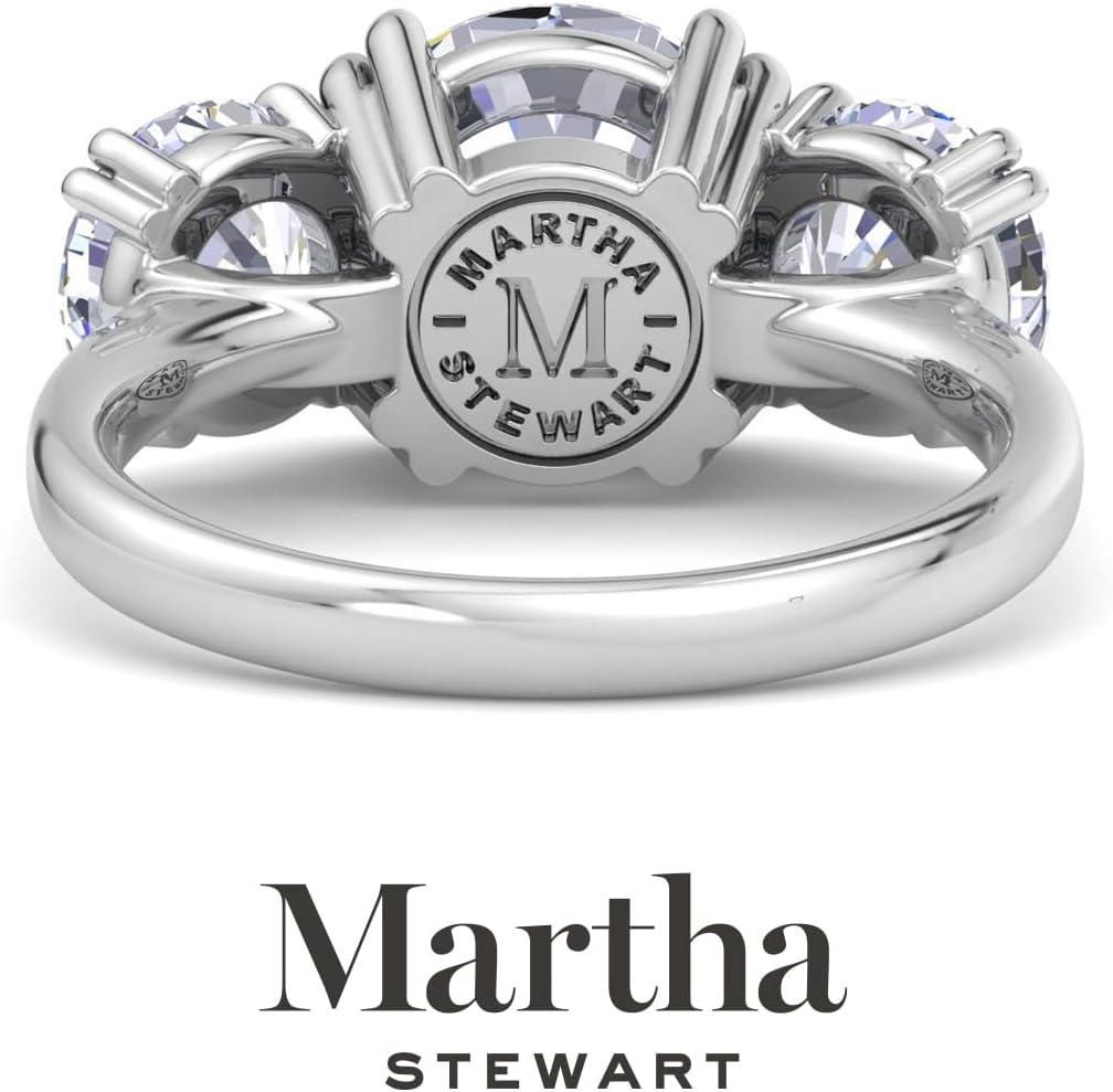 imageMartha Stewart 5 Carat Round Lab Grown Diamond Three Stone Engagement Ring In Sterling Silver