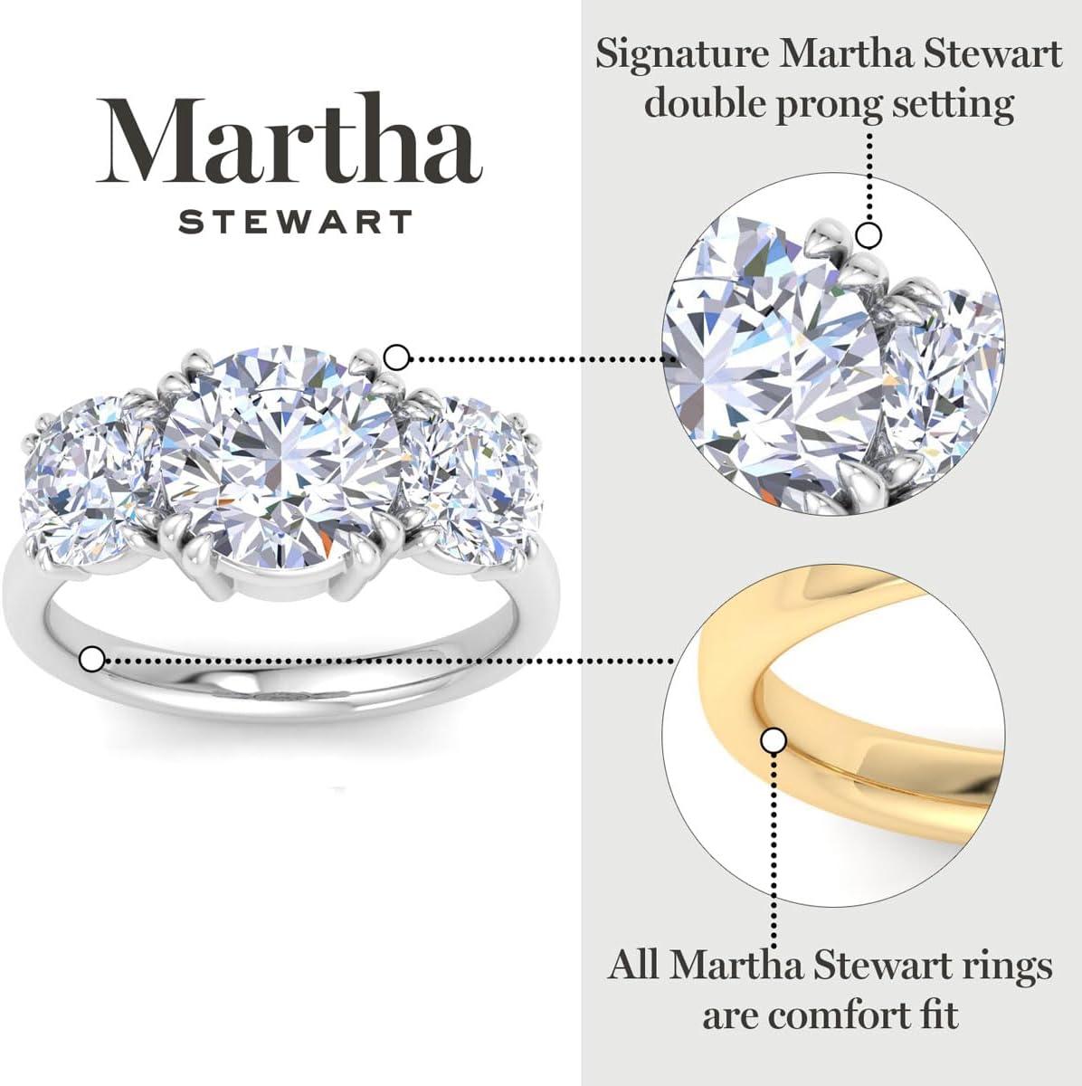 imageMartha Stewart 5 Carat Round Lab Grown Diamond Three Stone Engagement Ring In Sterling Silver