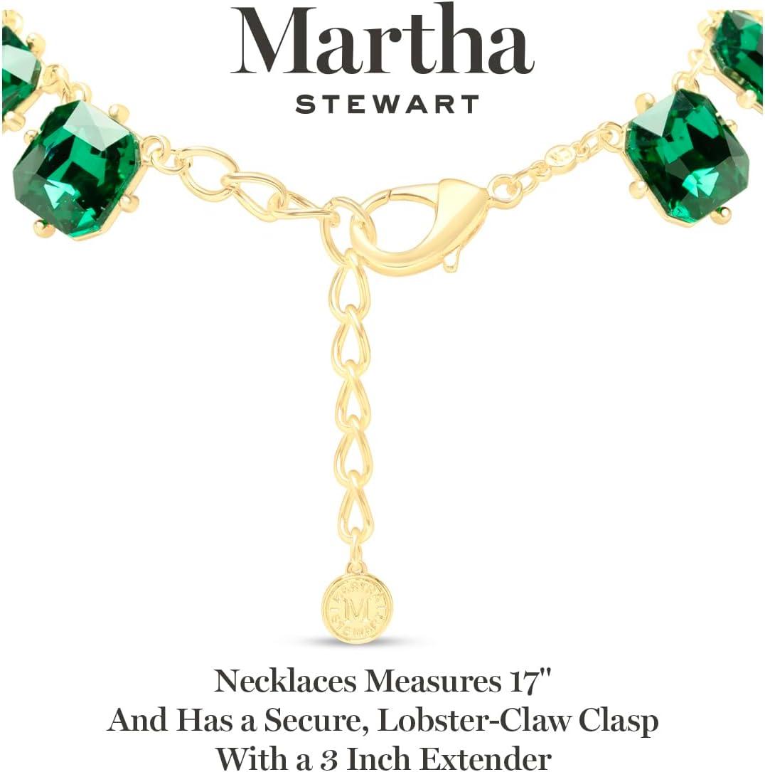 imageMartha Stewart Cushion Crystal Statement NecklaceGreen