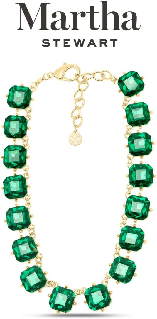 imageMartha Stewart Cushion Crystal Statement NecklaceGreen