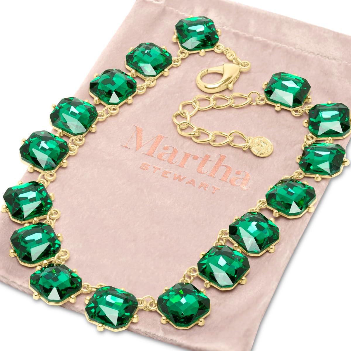 imageMartha Stewart Cushion Crystal Statement NecklaceGreen