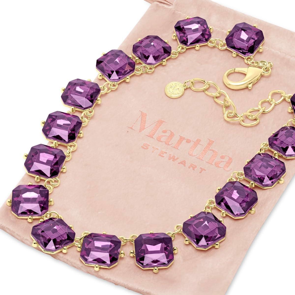 imageMartha Stewart Cushion Crystal Statement NecklacePurple