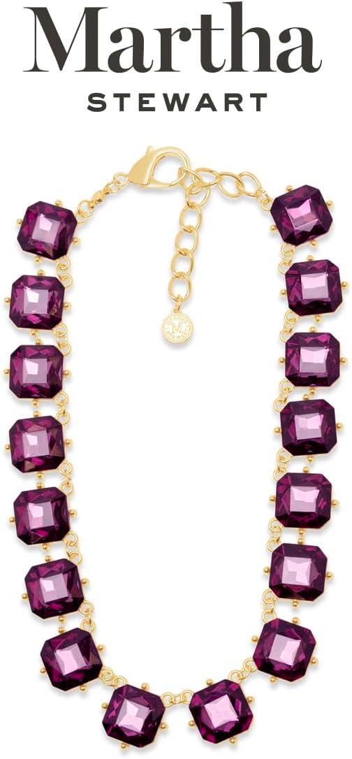 imageMartha Stewart Cushion Crystal Statement NecklacePurple