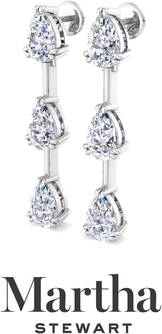 imageMartha Stewart Lab Grown Diamond Earrings Pear Shape Drop Style 14K Gold Fine Jewelry for Womenwhitegold