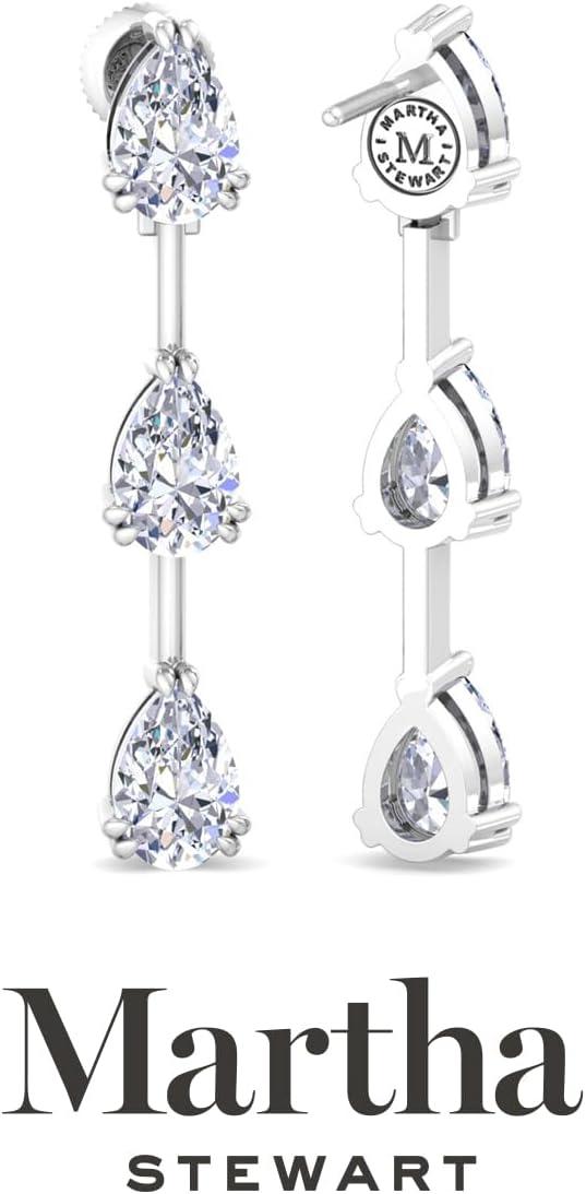 imageMartha Stewart Lab Grown Diamond Earrings Pear Shape Drop Style 14K Gold Fine Jewelry for Womenwhitegold