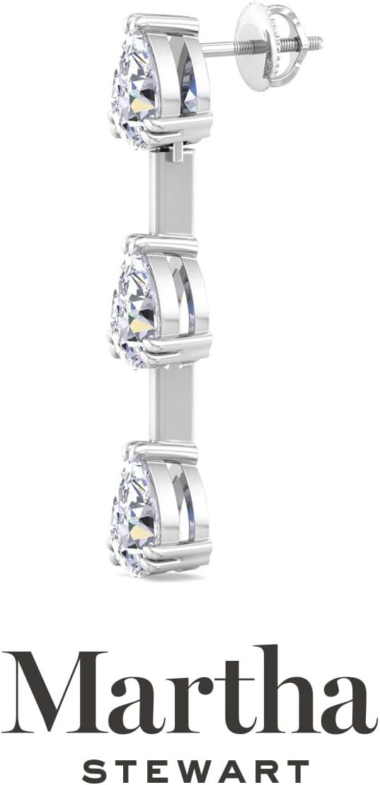 imageMartha Stewart Lab Grown Diamond Earrings Pear Shape Drop Style 14K Gold Fine Jewelry for Womenwhitegold