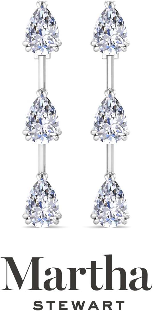 imageMartha Stewart Lab Grown Diamond Earrings Pear Shape Drop Style 14K Gold Fine Jewelry for Womenwhitegold