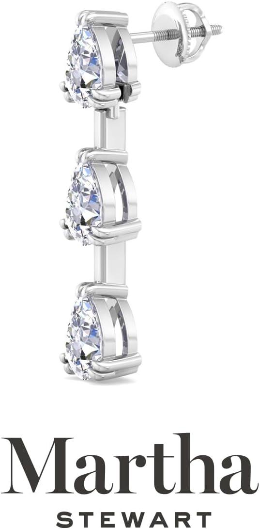 imageMartha Stewart Lab Grown Diamond Earrings Pear Shape Drop Style 14K Gold Fine Jewelry for Womenwhitegold