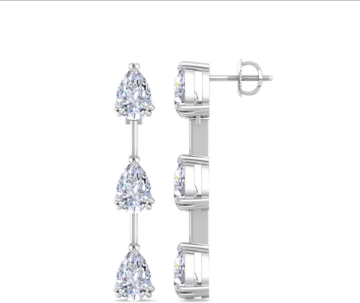 imageMartha Stewart Lab Grown Diamond Earrings Pear Shape Drop Style 14K Gold Fine Jewelry for Womenwhitegold