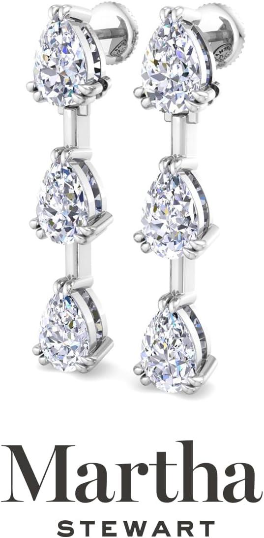 imageMartha Stewart Lab Grown Diamond Earrings Pear Shape Drop Style 14K Gold Fine Jewelry for Womenwhitegold
